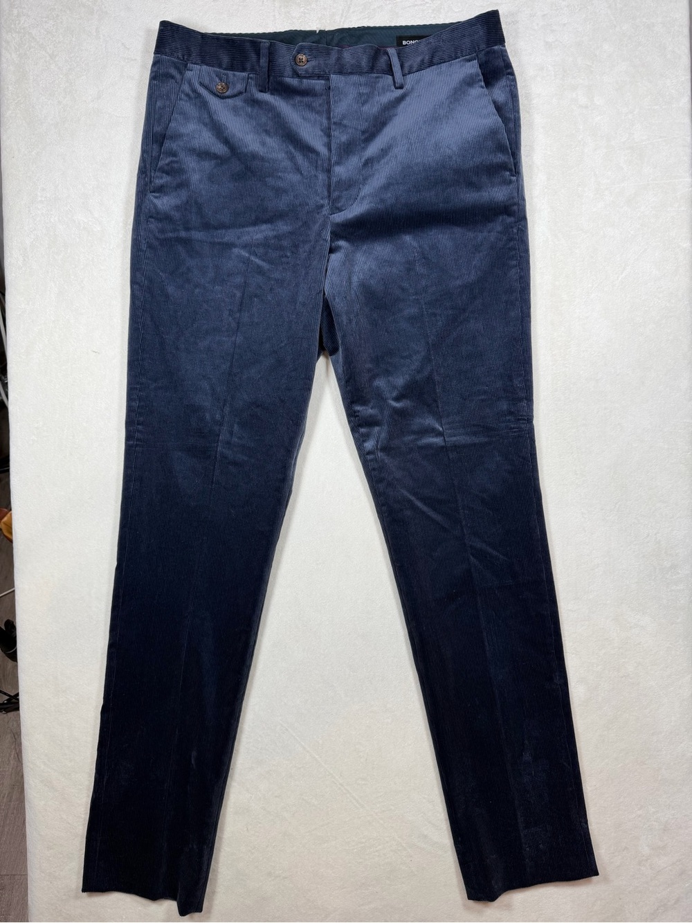 Bonobos 34W 34L Olimpias Fabrics Italy Woven Men's Dark Navy Corduroy Trousers